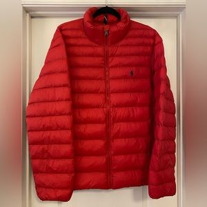 Polo Ralph Lauren red packable puffer jacket bubble coat mens Large